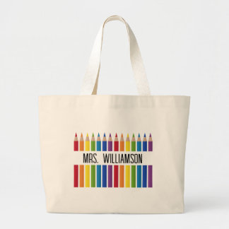 Grand Tote Bag Crayon enseignant coloré