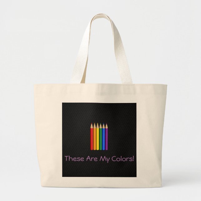 Grand Tote Bag Crayons de fierté arc en ciel (Devant)