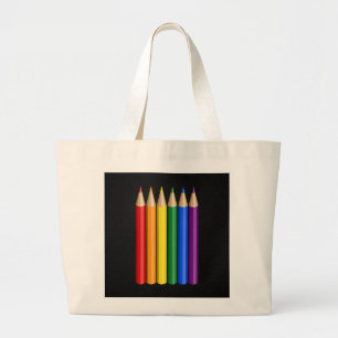 Grand Tote Bag Crayons de fierté arc en ciel