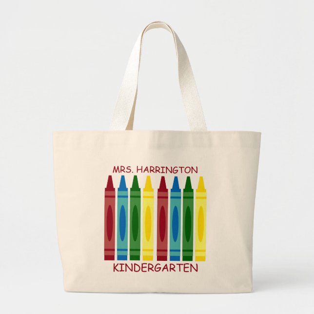 Grand Tote Bag Crayons scolaires personnalisés (Devant)