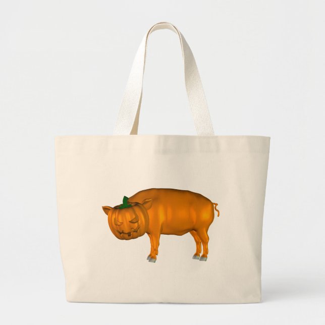 Grand Tote Bag Crazy Halloween Cochon (Devant)