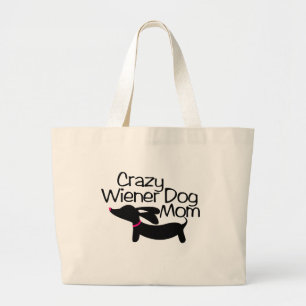 Grand Tote Bag Crazy Wiener Chien Maman Fourre-tout