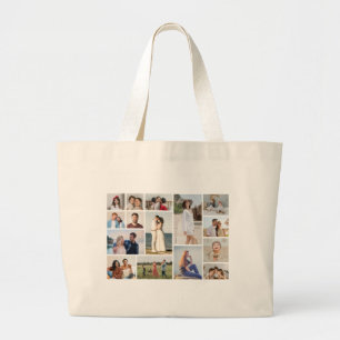 Grand Tote Bag Créez Votre Propre Collage de 15 Photos