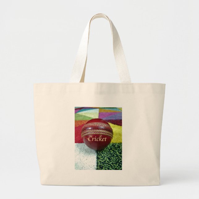Grand Tote Bag Cricket : Red Hard Ball Art Print (Devant)