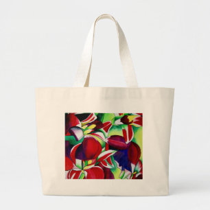 Grand Tote Bag Crimson tropical Singapour Orchidées fleuris