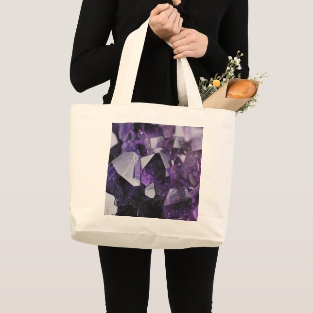 Grand Tote Bag cristal géométrique gemstone mauve améthyste (Devant (produit))