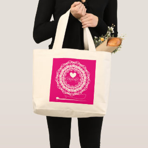 Grand Tote Bag Crochet amusant à thème joli Cercle de Douille D