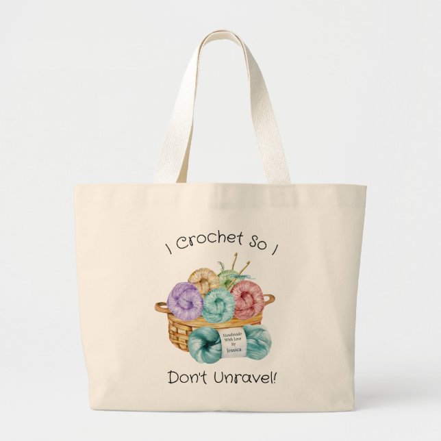 Grand Tote Bag Crochet Funny Personnalisé (Devant)