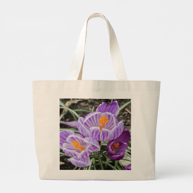 Grand Tote Bag Crocus De Printemps Violet. (Dos)