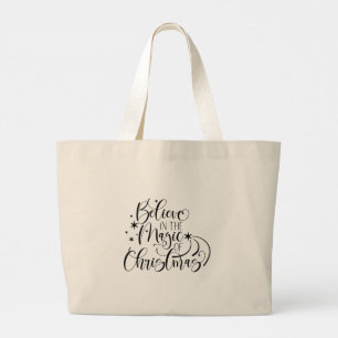 Grand Tote Bag Croire À La Magie De Noël - Calligraphie