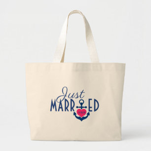 Grand Tote Bag Croisière de lune de miel pour jeunes mariés Ancre