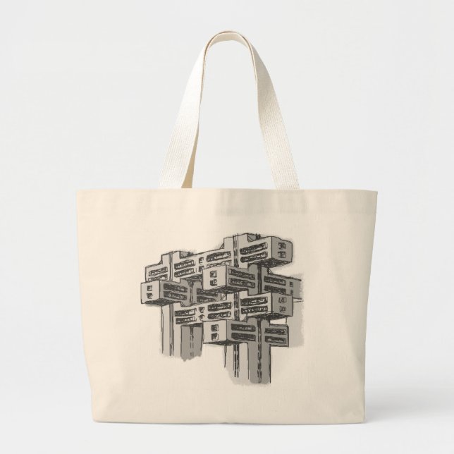 Grand Tote Bag Croquis moderniste Fourre-tout d'architecture de (Devant)