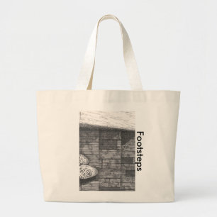 Grand Tote Bag Croquis noir et blanc Dessin "pas"