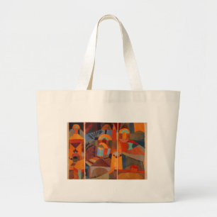 Grand Tote Bag Cubisme Abstrait coloré Klee Temple Gardens