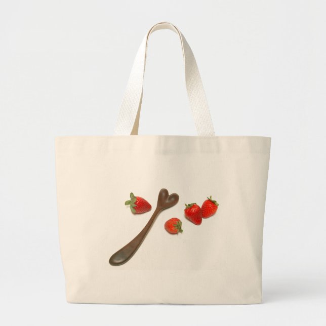Grand Tote Bag Cuillère de coeur de noix aux fraises (Devant)