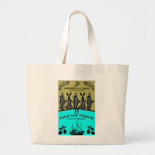 Grand Tote Bag Cuisine vintage sardine française