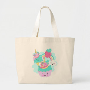 Grand Tote Bag Cupcake mignonne et crème glacée joyeuse