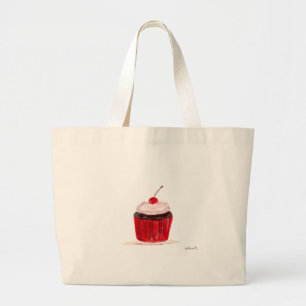 Grand Tote Bag Cupcake nourriture gâteau aquarelle pâtisserie suc