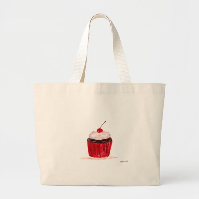 Grand Tote Bag Cupcake nourriture gâteau aquarelle pâtisserie suc (Devant)