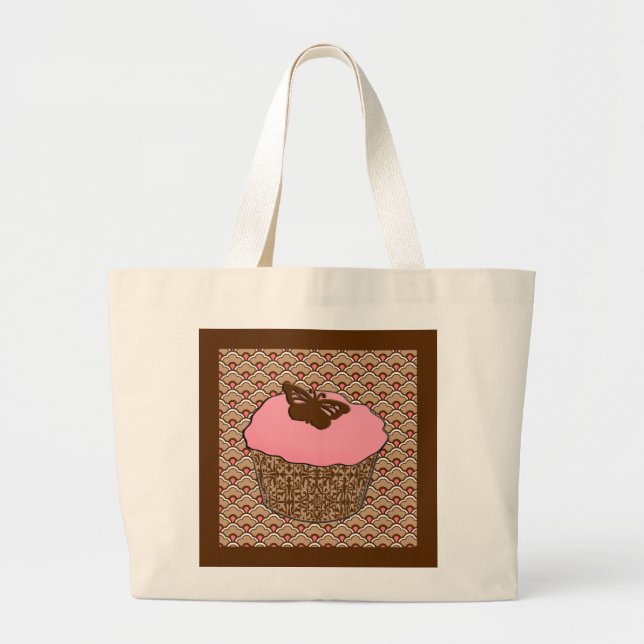 Grand Tote Bag Cupcake rose fraise (Devant)