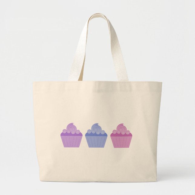 Grand Tote Bag Cupcakes colorés (Devant)