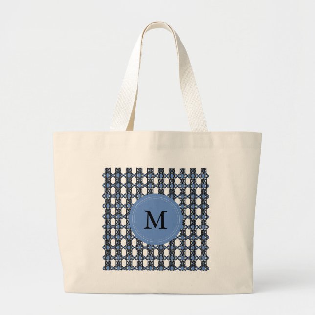 Grand Tote Bag Custom Blue Abstract (Devant)