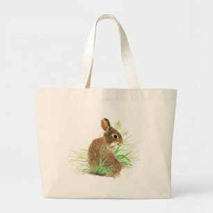 Grand Tote Bag Customisez ce Curious Rabbit, Aquarelle Animal