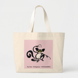 Grand Tote Bag Cute AYE-AYE -Animal en voie de disparition - lému