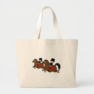 Grand Tote Bag Cute cartoon boy girl riding dressage horses