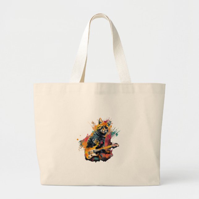 Grand Tote Bag cute cat rocks tar design  (Devant)