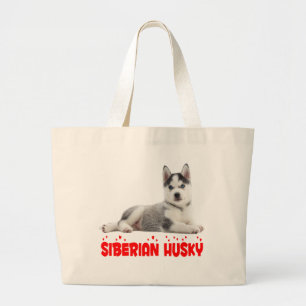 Grand Tote Bag Cute Chien chiot sibérien Husky