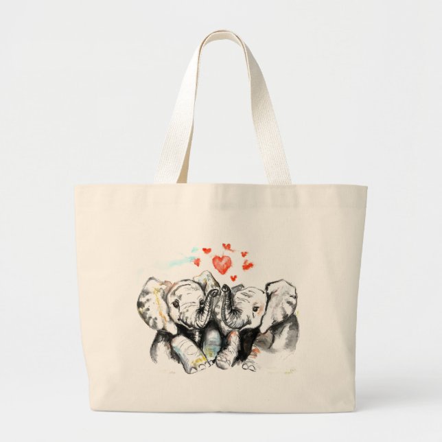 Grand Tote Bag Cute Elephants (Devant)