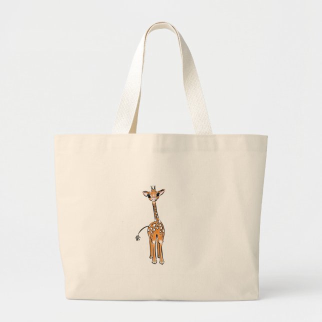 Grand Tote Bag Cute Giraffe drawing, safari animals (Devant)