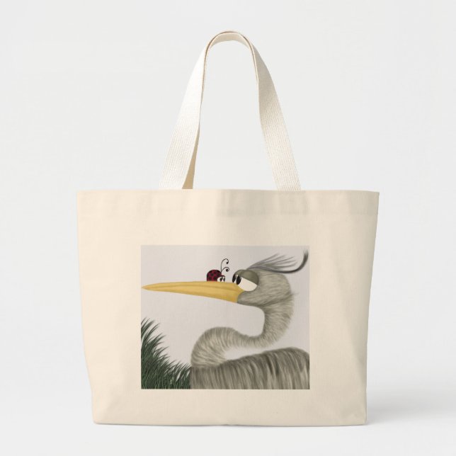 Grand Tote Bag Cute Heron et Ladybug (Devant)