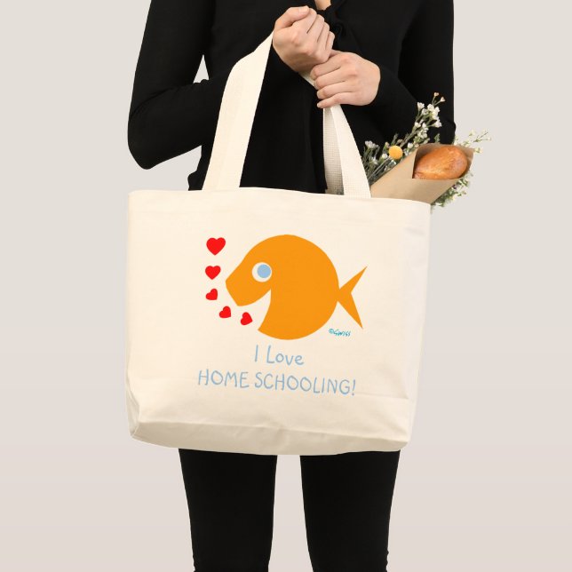 Grand Tote Bag Cute I Lote Homeschooling Panier de réservation en (Devant (produit))