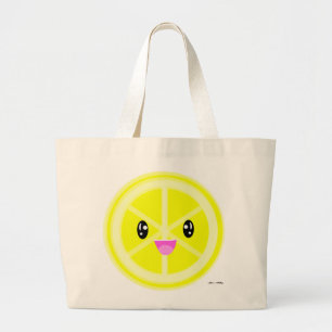Grand Tote Bag Cute Kawaii citron agrumes végétalien