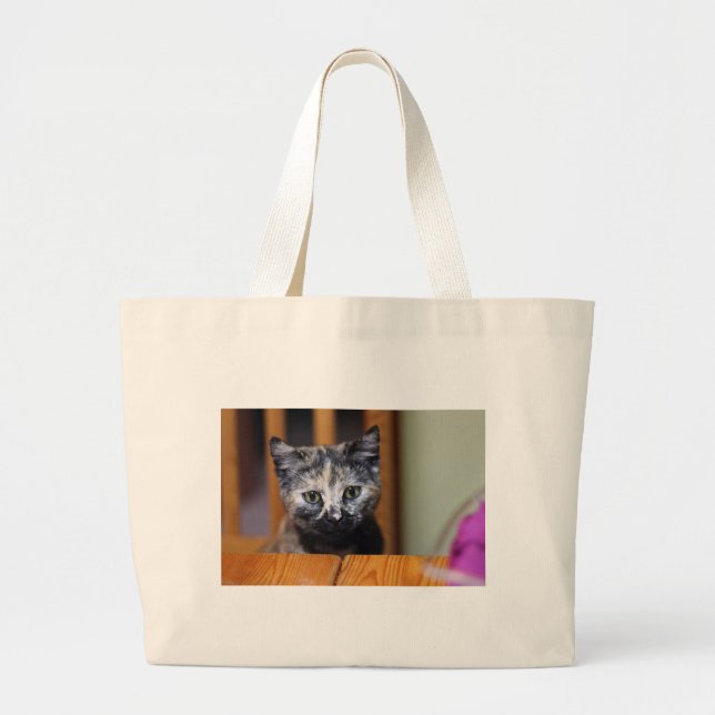Grand Tote Bag Cute Kitten noir et blanc (Devant)