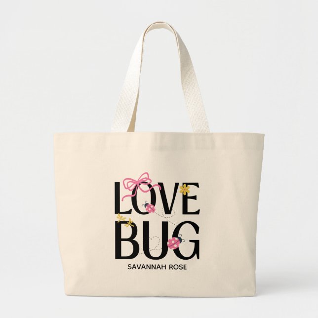 Grand Tote Bag Cute Ladybug Pink Girl Baby Shower (Devant)