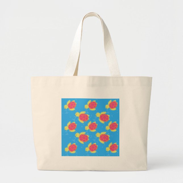Grand Tote Bag Cute Motif de tortue de mer (Devant)