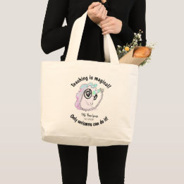Grand Tote Bag Cute Professeur Personnalisé Unicorn Appréciation