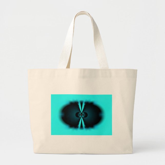 Grand Tote Bag Cyan et Black Abstrait Art Print (Devant)