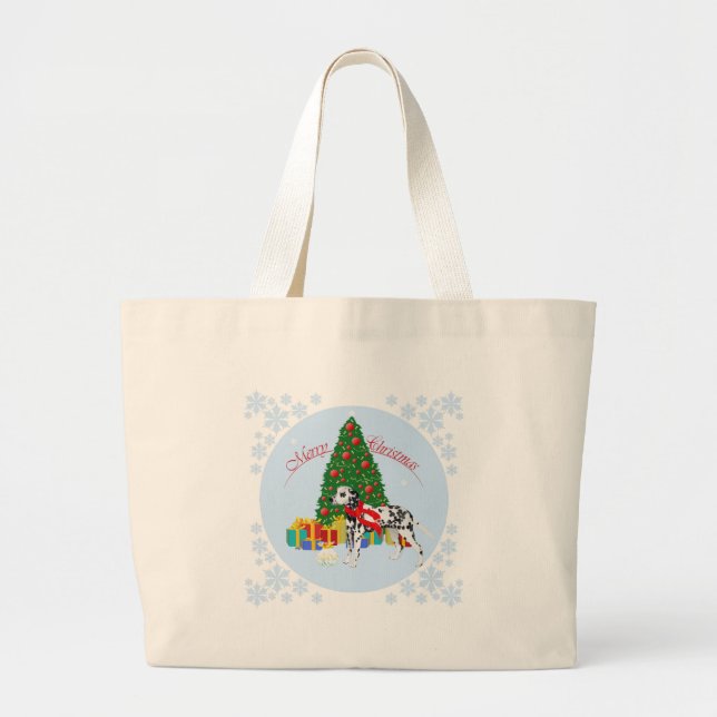 Grand Tote Bag Dalmatien Joyeux Noël (Devant)