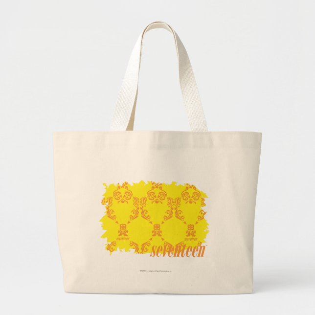 Grand Tote Bag Damassé 2 jaune-orange (Devant)