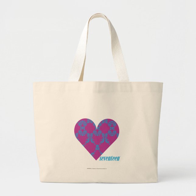 Grand Tote Bag Damassé 4 Aqua-Pourpres (Devant)