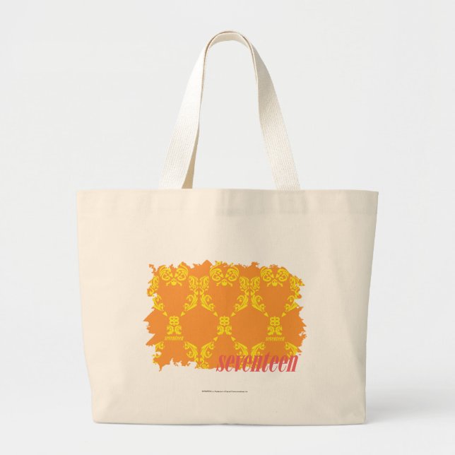 Grand Tote Bag Damassé 4 jaune-orange (Devant)