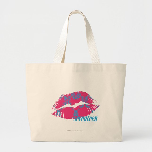 Grand Tote Bag Damassé Aqua-Magenta (Devant)