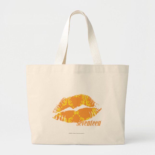 Grand Tote Bag Damassé jaune-orange (Devant)