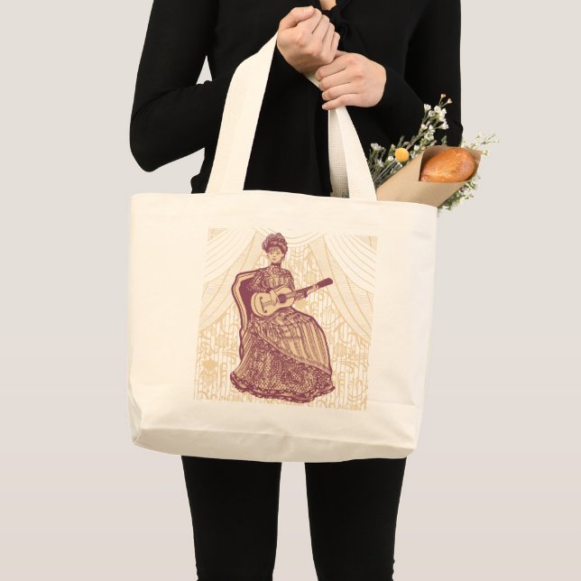 Grand Tote Bag Dame avec guitare (Devant (produit))