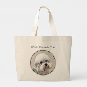 Grand Tote Bag Dandie Dinmont Terrier Peinture Chien Art original