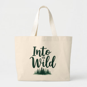 Grand Tote Bag Dans la forêt sauvage et rustique de pins